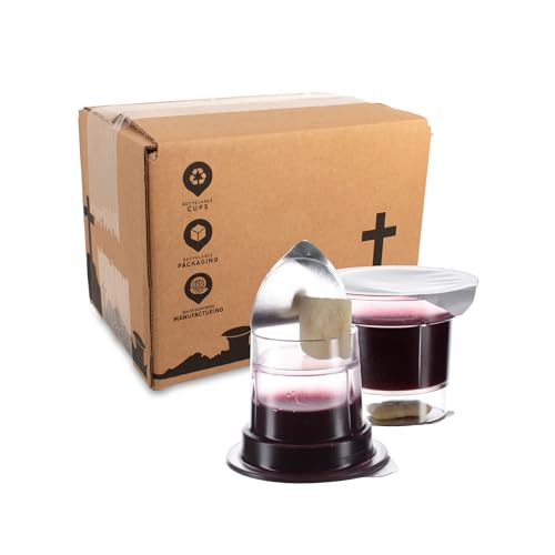 Simply Communion Prefilled Communion Cups 100 Count | Tray & Seatback Pew Compatible | Concord Grape Juice & Bread | Easy-Open - size: 100 Count (Pack of 1)