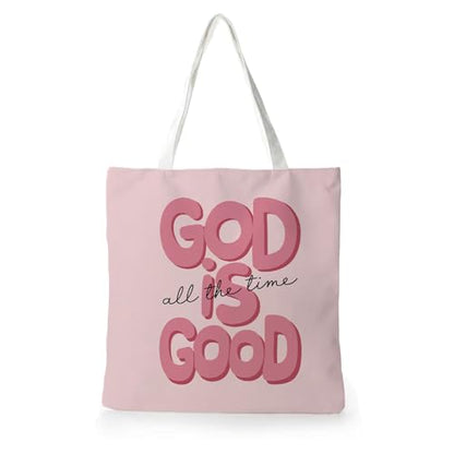 Preppy Coquette Pink Tote Bag, Trendy Shoulder Canvas Tote Bags, Durable Reusable Grocery Bag for Shopping and Travel - color: Red God