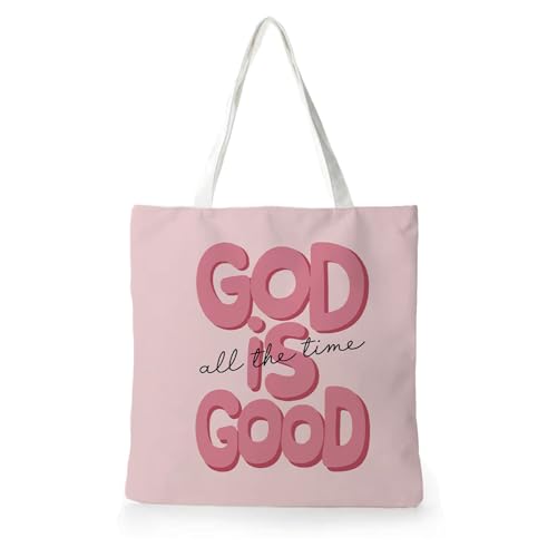 Preppy Coquette Pink Tote Bag, Trendy Shoulder Canvas Tote Bags, Durable Reusable Grocery Bag for Shopping and Travel - color: Red God