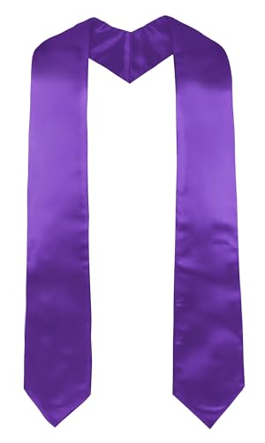 GraduatePro Plain Graduation Stole for Unisex Adults Sash 60"/72" Long 16 Colors - color: Purple, size: 72