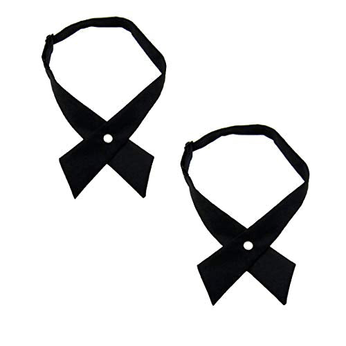 Tie for Men Women Adjustable Criss-Cross Bowtie School Uniform Pre Tied Bows for Girls Neck Tie Accessories bowtie03 - color: 2 Pcs Black