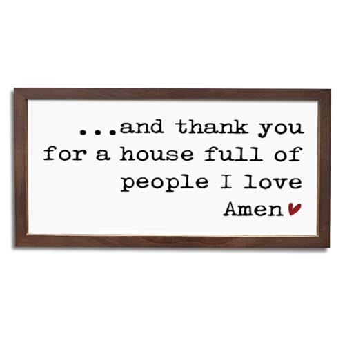 Christian Decor Art, Farmhouse Wood Framed Sign 15×7.5×0.3 inches, Family Room Decor, Wall Decoration for Home Living Room, Thank You for A House Full of People I Love Amen Sign - color: color 17