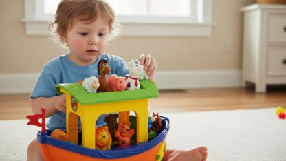 Kiddieland Noah’s Ark Shape Sorter Toy - Musical Boat with 9 Animals