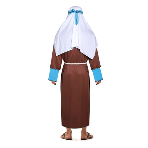 Shepherd Joseph Costume for Men Adult Jesus Nativity Tunic Robe Middle East Biblical Times Cosplay Outfit - size: X-Large
