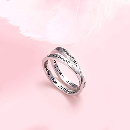 YinShan 925 Sterling Silver Inspirational Ring I am Enough Rings/God Grant Me The Serenity/Always Remember You Are Braver for Women Girls Size 6-9 - style: Serenity Prayer