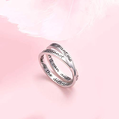 YinShan 925 Sterling Silver Inspirational Ring I am Enough Rings/God Grant Me The Serenity/Always Remember You Are Braver for Women Girls Size 6-9 - style: Serenity Prayer