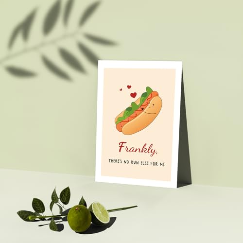 Funny Pun Anniversary Card for Husband Wife Boyfriend Girlfriend, Funny Hot Dog Love Cards, Cute Happy Birthday Card from Him Her. - color: #5