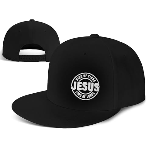 Christian Snapback Hats for Men Women Flat Bill Christ Jesus Baseball Cap Adjustable Cross Trucker Caps Black Dad Gift - color: Jesus King of Kings Lord of Lords