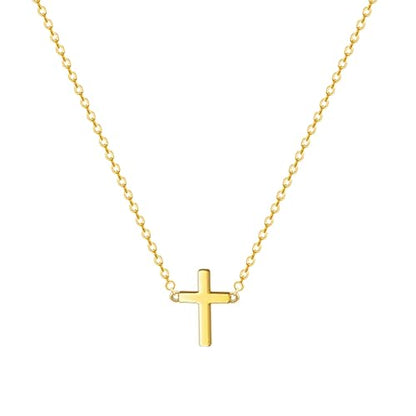 Zeffy Cross Necklace for Women,18K Gold/Silver Plated Tiny Cubic Zirconia Cross Pendant Necklace for Women Simple Layered Cross Necklaces for Women - color: Gold Tiny Cross