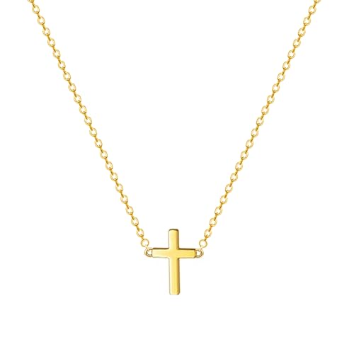 Zeffy Cross Necklace for Women,18K Gold/Silver Plated Tiny Cubic Zirconia Cross Pendant Necklace for Women Simple Layered Cross Necklaces for Women - color: Gold Tiny Cross
