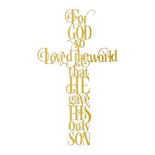 Jesus Wall Art Gold Cross Wall Decor with “For God So Loves the World” - color: B