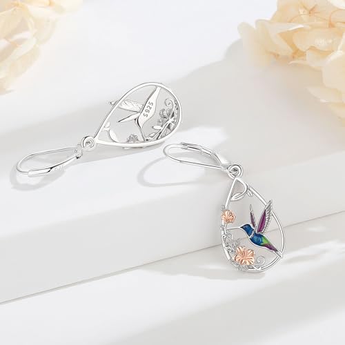 Vito Moonstone Turquoise Drop Earrings for Women, 925 Sterling Silver Hooks - style: Hummingbird