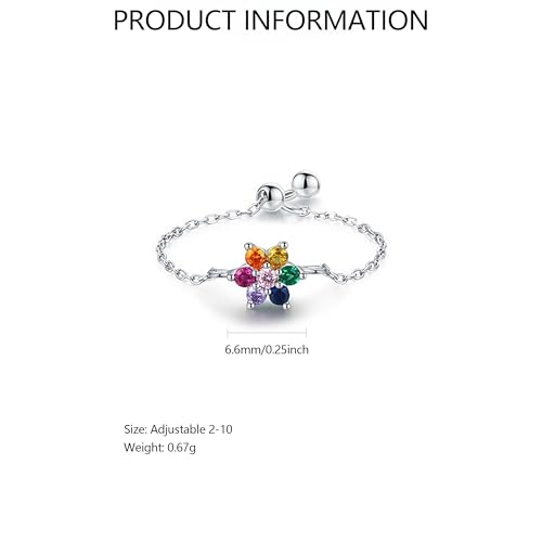 925 Sterling Silver Adjustable Link Chain Rings for Women Daughter - color: Style 6-White