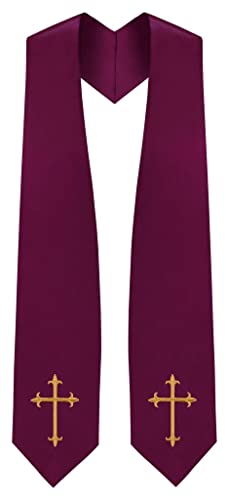 CLERKMANS Choir Stole with Crosses - color: Maroon