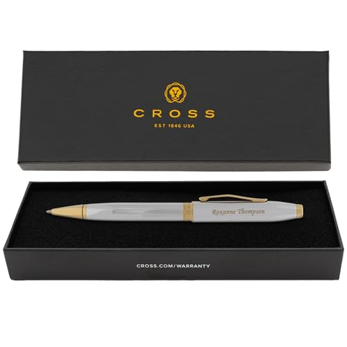 Cross Foundry Personalized Ballpoint Pen in Medalist Chrome with Gold Trim - color: Medalist