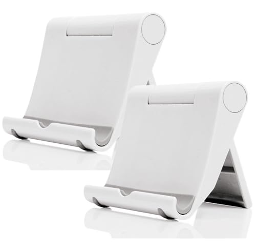 Cell Phone Stand 2 Pack, Desktop Holder for Phones & Tablets (2, White) - color: White