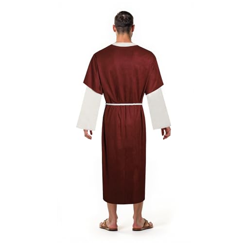 Mens Shepherd Costume Adult Jesus Robe Nativity Church Cosplay Outfit Biblical Times Tunic Dress Up Suit - size: X-Large