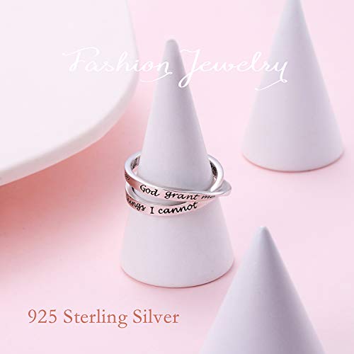YinShan 925 Sterling Silver Inspirational Ring I am Enough Rings/God Grant Me The Serenity/Always Remember You Are Braver for Women Girls Size 6-9 - style: Serenity Prayer