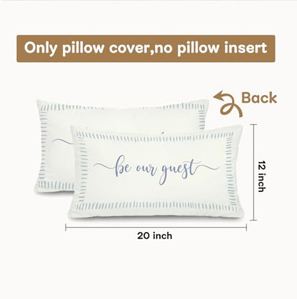 Be Our Guest Pillow Cover,Farmhouse Throw Pillow Cover 12x20 - color: White-guest