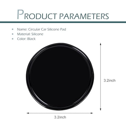 5 PCS Car Round Anti-slip Mat, 3.1" Silicone Storage Mat for Car Ornament Mobile Phone GPS Keys Glasses, Reusable Self-adhesive Dashboard Pad, Multi-function Sticky Fixing Pad (Black)