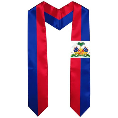 Graduation Satin Sash Scarf 72" Stole - color: Haiti Flag