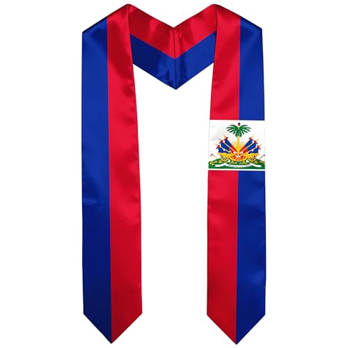 Graduation Satin Sash Scarf 72" Stole - color: Haiti Flag