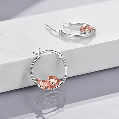 Fox/Pig/Mushroom/Cat Earrings Sterling Silver Cute Hoop Earrings Animal Jewelry Gifts for Women Daughter - style: pig