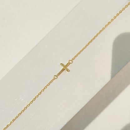 Luxval Cross Necklace for Women -Dainty 14K Gold Plated Cross Necklace Layered Gold Cross Necklace Cross Choker Necklace Gold Cross Necklaces for Women Trendy Gold Jewelry Gifts for Women - color: Gold-Sideway Cross