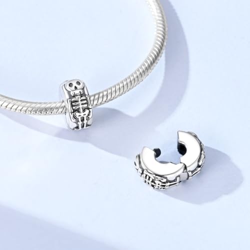 Clip Stopper Beads Fit For Pandora Bracelet, Spacer Charms For Bracelets - color: Skeleton-2Pack
