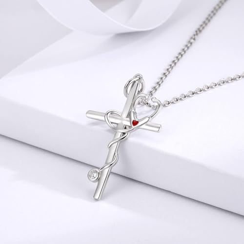 Sterling Silver Nurse Jewelry for Women Heartbeat Stethoscope Necklace Ring Nurses Week Graduation Gifts - color: Stethoscope Necklace