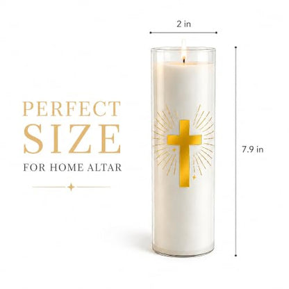 Pure Beeswax Candles, 120-Hour Long Burning, White Prayer Candle, 2x7.9 - size: 2 × 7.9 inches