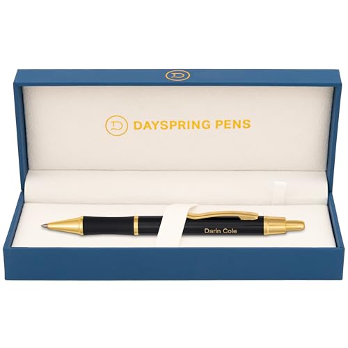 Dayspring Pens Monroe Personalized Ballpoint Pen in Black with Gold Trim - color: Black, style: Customized