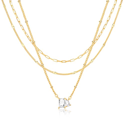 3PCS Gold Silver Layered Necklaces for Women Trendy - color: Gold&FSS