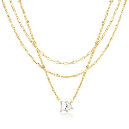 3PCS Gold Silver Layered Necklaces for Women Trendy - color: Gold&FSS