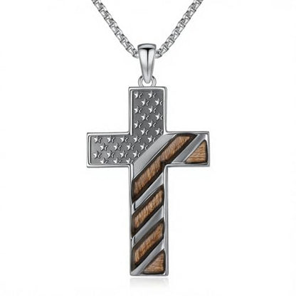 American Flag/Eagle/Star Necklace for Women 925 Sterling Silver Silver/Gold/Black American Flag Pendant 4th of July Jewelry for Wife Sister Girlfriend - color: White-1