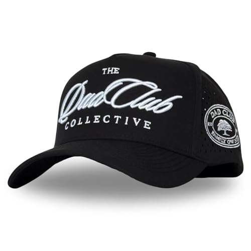 CITRUSY Athletic Trucker Golf Hat | Performance Mens 5 Panel Cap | Cool Breathable Waterproof Workout Running Snapback - color: Dad Club | Solid Black