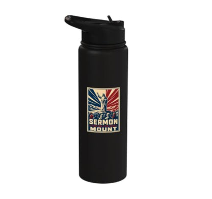 Sermon On The Mount Christian Faith Scripture Stainless Steel Insulated Water Bottle - color: Black