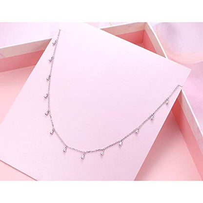 DAOCHONG Women S925 Sterling Silver Disc Statement Choker Necklace - style: Teardrop