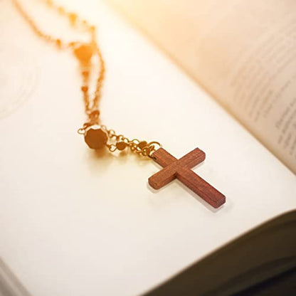 meekoo Natural Wooden Cross Bulk Pendants Mini Cross Beads Bulk for DIY Crafts Jewelry Making - color: Red Coffee, size: 1.57 x 2.36 x 0.2 Inch
