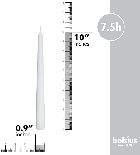 BOLSIUS 20 Count Unscented 10 Inch White Household Taper Candles - 8 Hours Burning Time - Premium European Quality - Smokeless Dripless Candlesticks - Perfect for Weddings, Parties, and Everyday Use - color: White, size: 20 Count