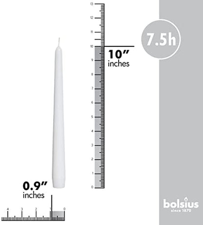 BOLSIUS 20 Count Unscented 10 Inch White Household Taper Candles - 8 Hours Burning Time - Premium European Quality - Smokeless Dripless Candlesticks - Perfect for Weddings, Parties, and Everyday Use - color: White, size: 20 Count