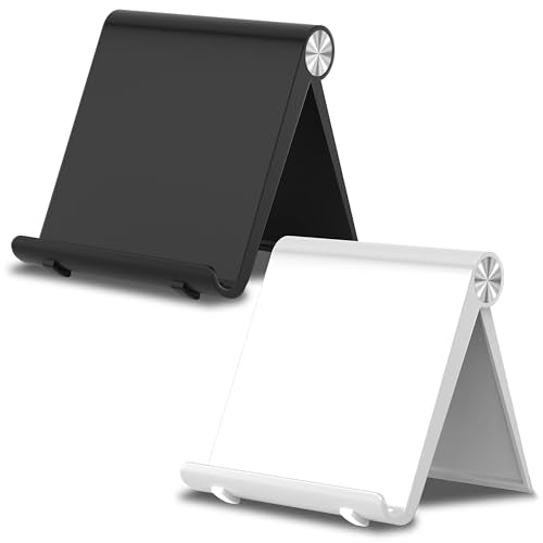 Cell Phone Foldable Stand for Desk, Portable Cell Phone Holder, Adjustable Tablet Dock, Office Desk Accessories for iPhone 17 16 15 14 13 Pro Max Air, Galaxy S25, S24, Black&White - color: Black&White