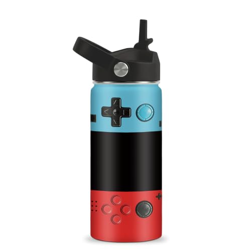 Video Game Gifts for Boys 16oz Water Bottle with Straw Lid - Gamer Stainless Steel Kids Insulated Cup for School, Sports, Travel Tumbler - Gaming Birthday Gifts for Game Lovers, Boys, Girls - color: Game02, size: 16 Ounces