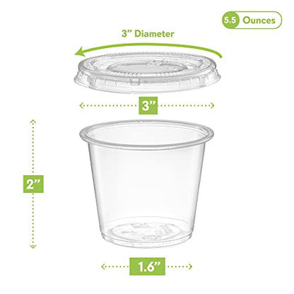 5 oz - Clear Diposable Plastic Portion Cups With Lids, Small Mini 100 Sets - color: Clear, size: 5 oz