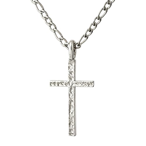 Rustic Silver Gold Cross Pendant Necklace for Women Men 18K Gold Vintage Silver Plated Cross Pendant Minimalist Catholic Jewelry - color: silver