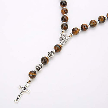 8mm Handmade Anglican Prayer Beads Rosary for Women - color: Silver(Tiger Eye)
