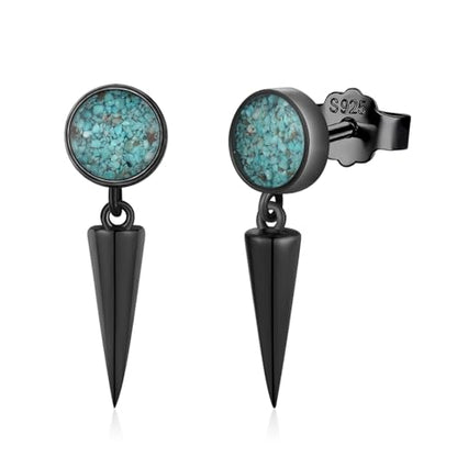 Black Dangle Drop Earrings 925 Sterling Silver Turquoise Earrings Jewelry Gifts for Women Men - style: Spike-A