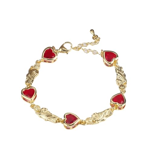 14K Yellow Gold Christian San Judas Bracelet For Women Men - Religious St Jude Bracelet, San Judas Tadeo Bracelet, Pulseras De San Judas Tadeo, Saint Jude Bracelets - color: Red Hearts St Jude Bracelet 9
