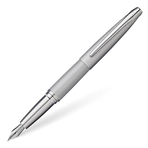 Cross ATX Sandblasted Titanium Grey Fountain Pen, Medium Nib, Black Ink - color: Sandblasted Titanium Gray, style: Medium Nib