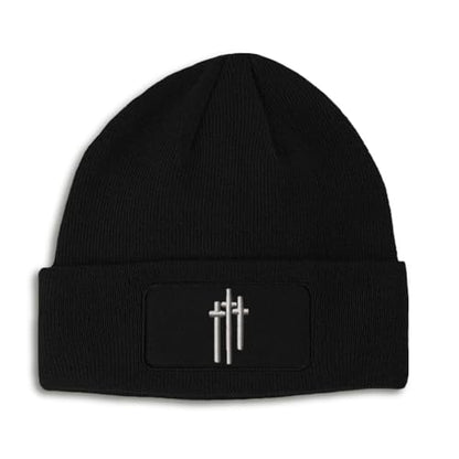 Speedy Pros Patch Beanie Crosses Jesus Faith God Christ Christian Skull Cap Hats for Men & Women Winter One Size - color: Black Design Only